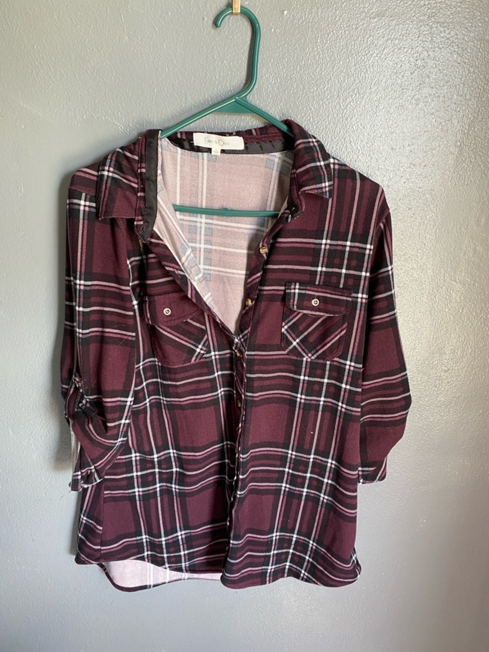 Eden & Olivia Plum and Black Plaid Top